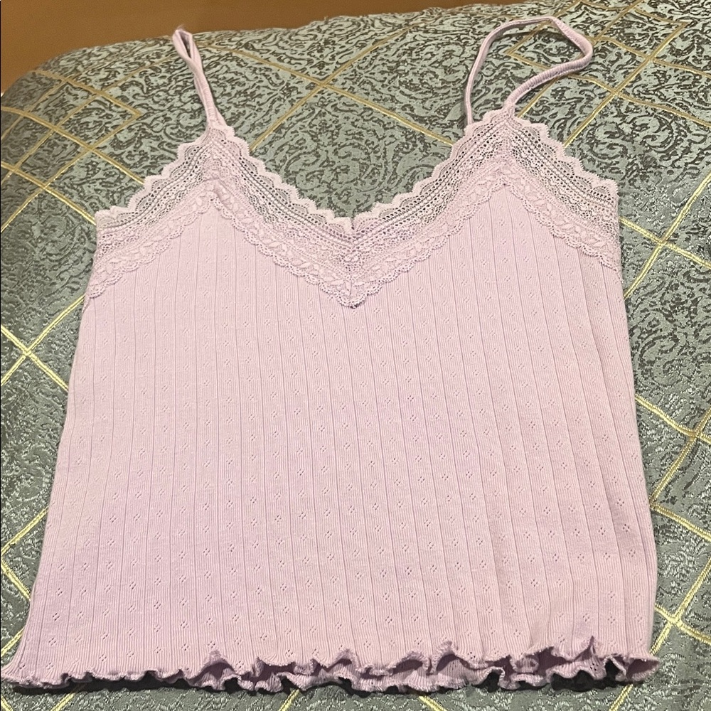 American Eagle Lavender Lace Trim Cami Top size S